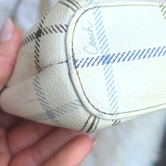 COACH WHITE PLAID HERITAGE TATTERSAL BAG PURSE TOTE No.K1173-F19174 - Picture 8 of 17